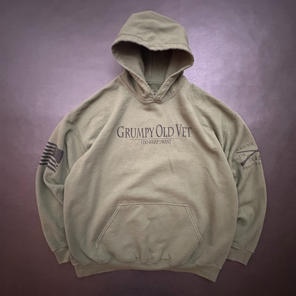 Grunt Style Hoodie Mens XL Green Military Style Veteran Army Patriotic USA Gym